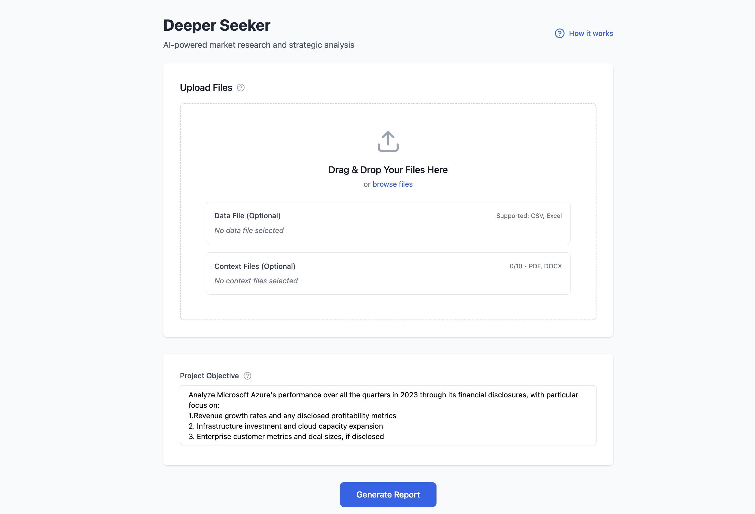 DeeperSeeker interface